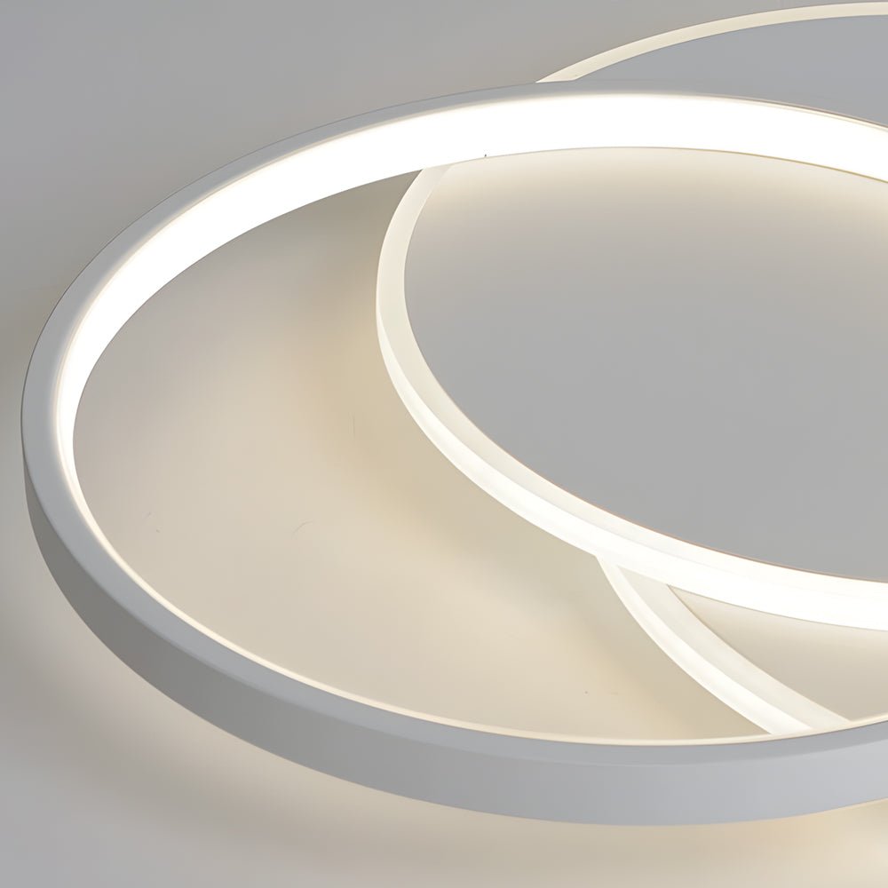 Triple-Circle LED Flush Mount — White Acrylic and Iron, 30W, 3-Step Dimming, 3000K/4500K/6000K, 19.7"