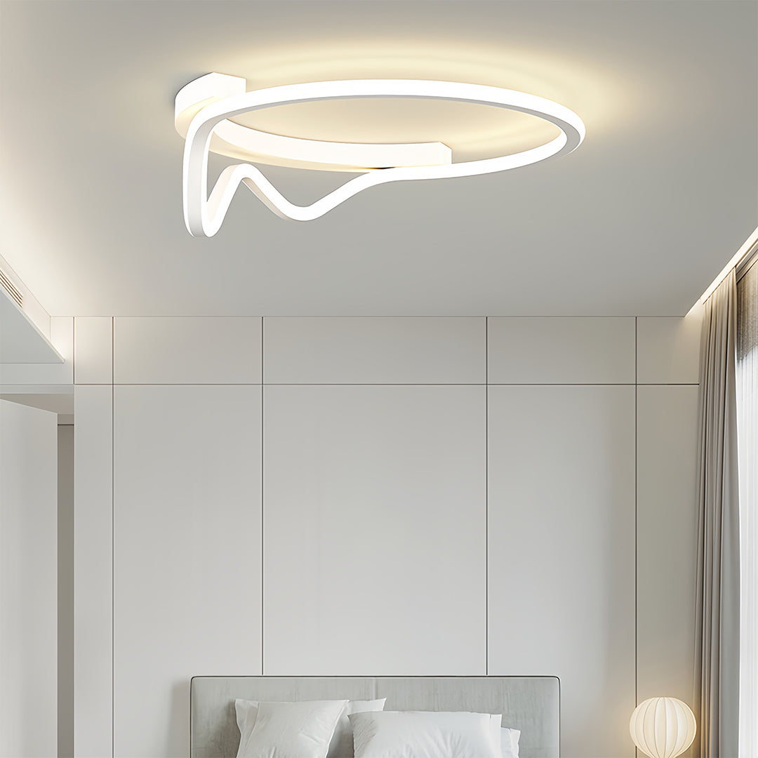 Minimalist Geometric LED Flush Mount — Iron, Silicone Shade, 3-Step Dimming (3000K–6000K), 16.5" or 20.5"