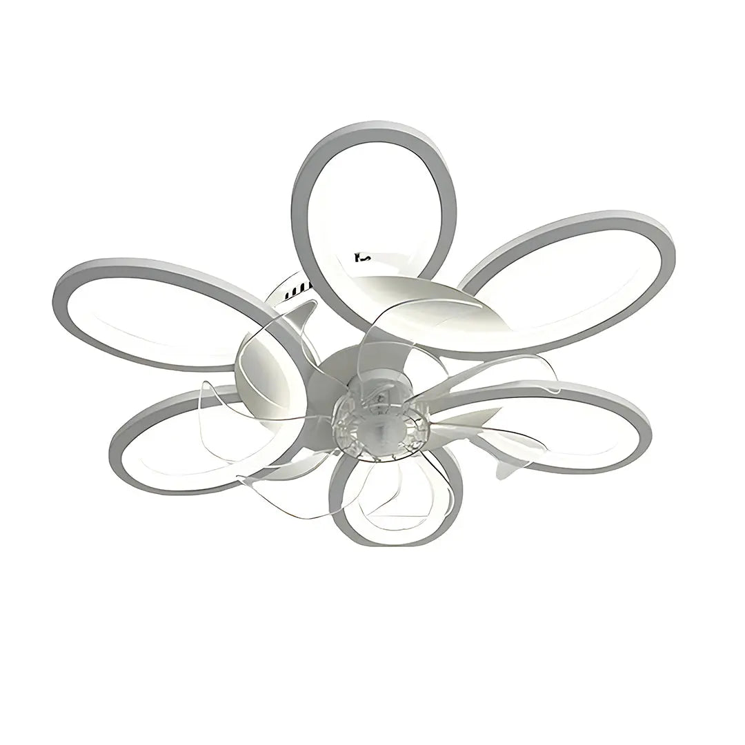 Modern White Ceiling Fan with Light and Remote Control - Dimmable Design Luxe