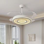 Nordic White Ceiling Fan with Light and Transparent Blades Luxe