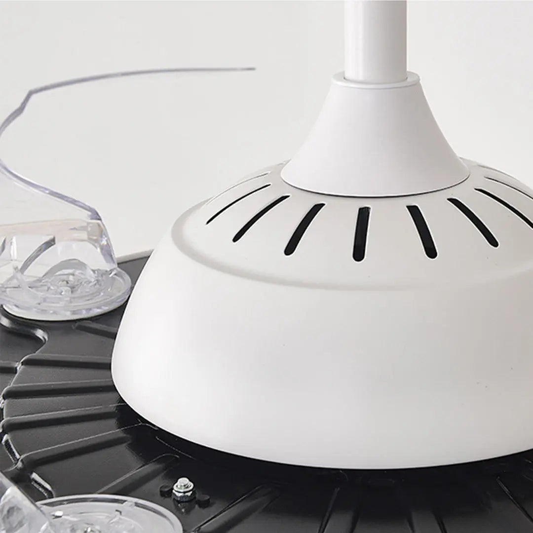 Nordic White Ceiling Fan with Light and Transparent Blades Luxe