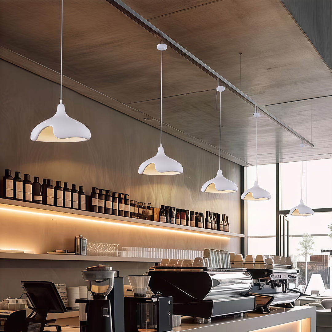 Cement-Look Pendant Light — PS Shade, Metal Frame, E27, 15.75" Wide, Adjustable 59.1" Cord