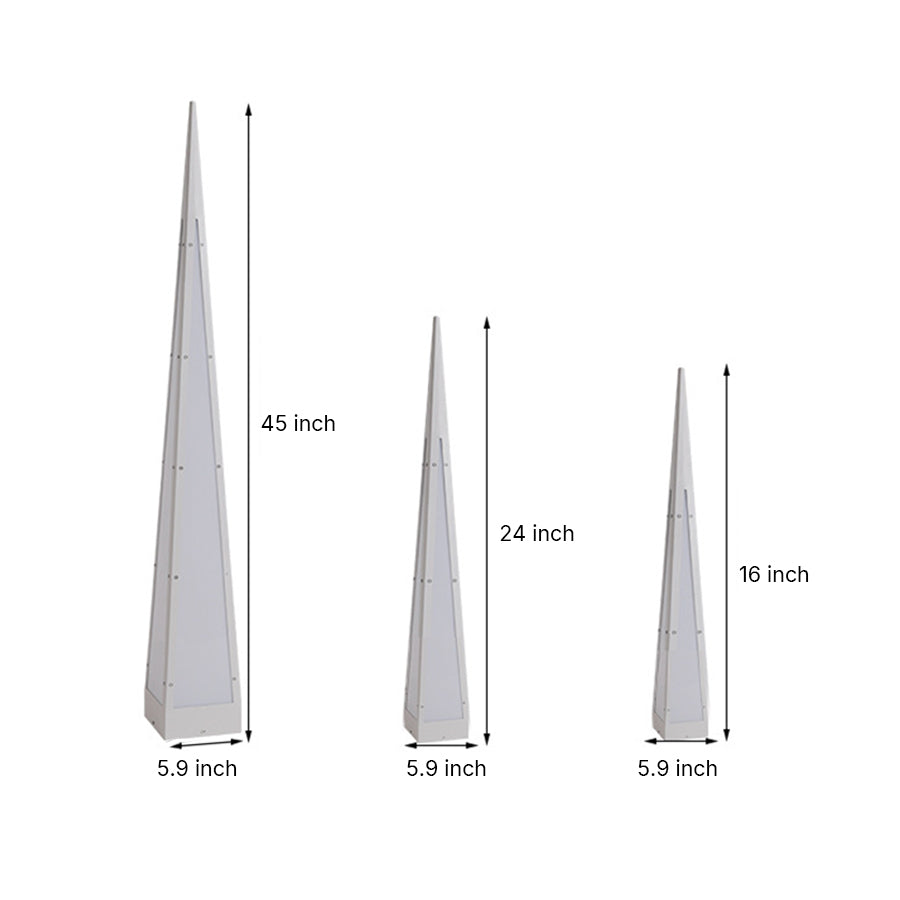 Pyramid Geometric Outdoor Floor Lamp — Stainless Steel, USB Rechargeable, 2W LED, IP54, 3000K Warm White