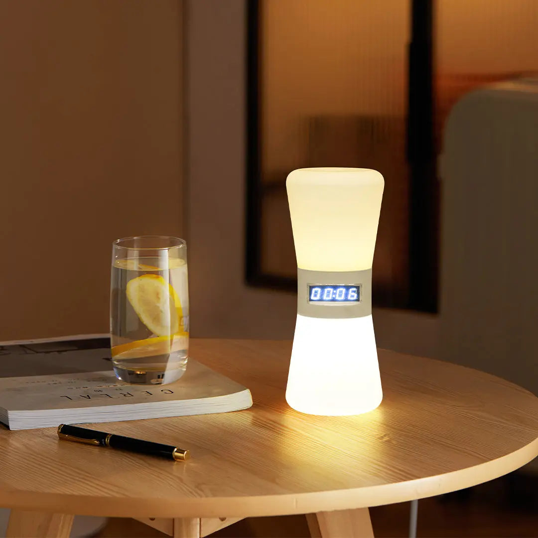 Small White Ambient Hourglass Lamp with Countdown Gravity Sensor Luxe