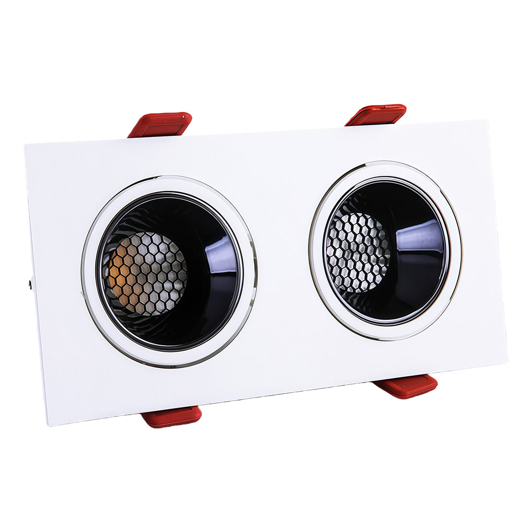 Square Recessed Downlight — Aluminum & Acrylic, LED, 7W–10W, 3000K / 4000K / 6000K, Ra90, Single- or Double-Head