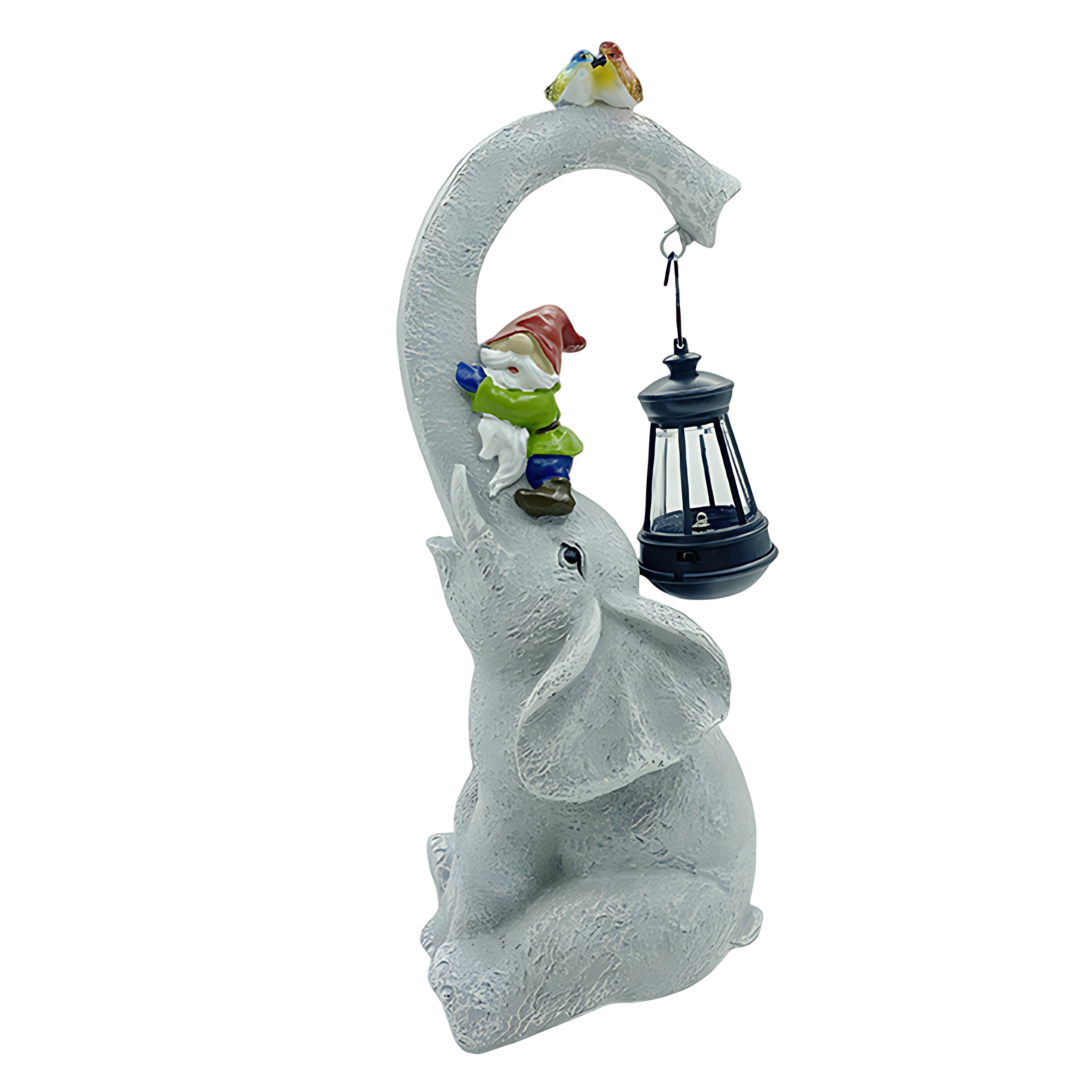 Elephant Solar Garden Light — Handcrafted UV-Resistant Resin, LED, IP44, Warm White, Dusk-to-Dawn