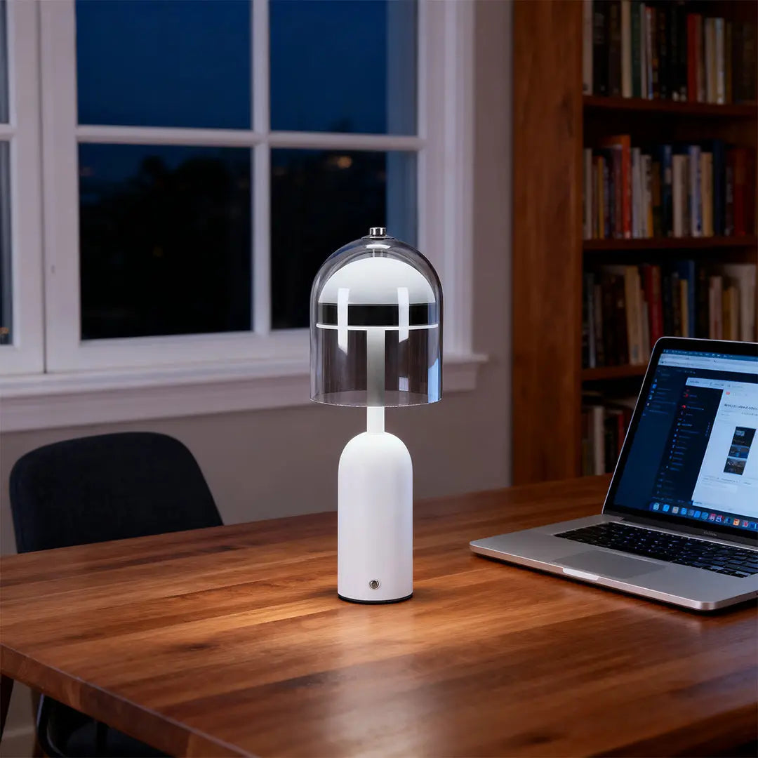 Minimalist Italian Glass Shade Table Lamp - Decorative Ambient Lighting Luxe