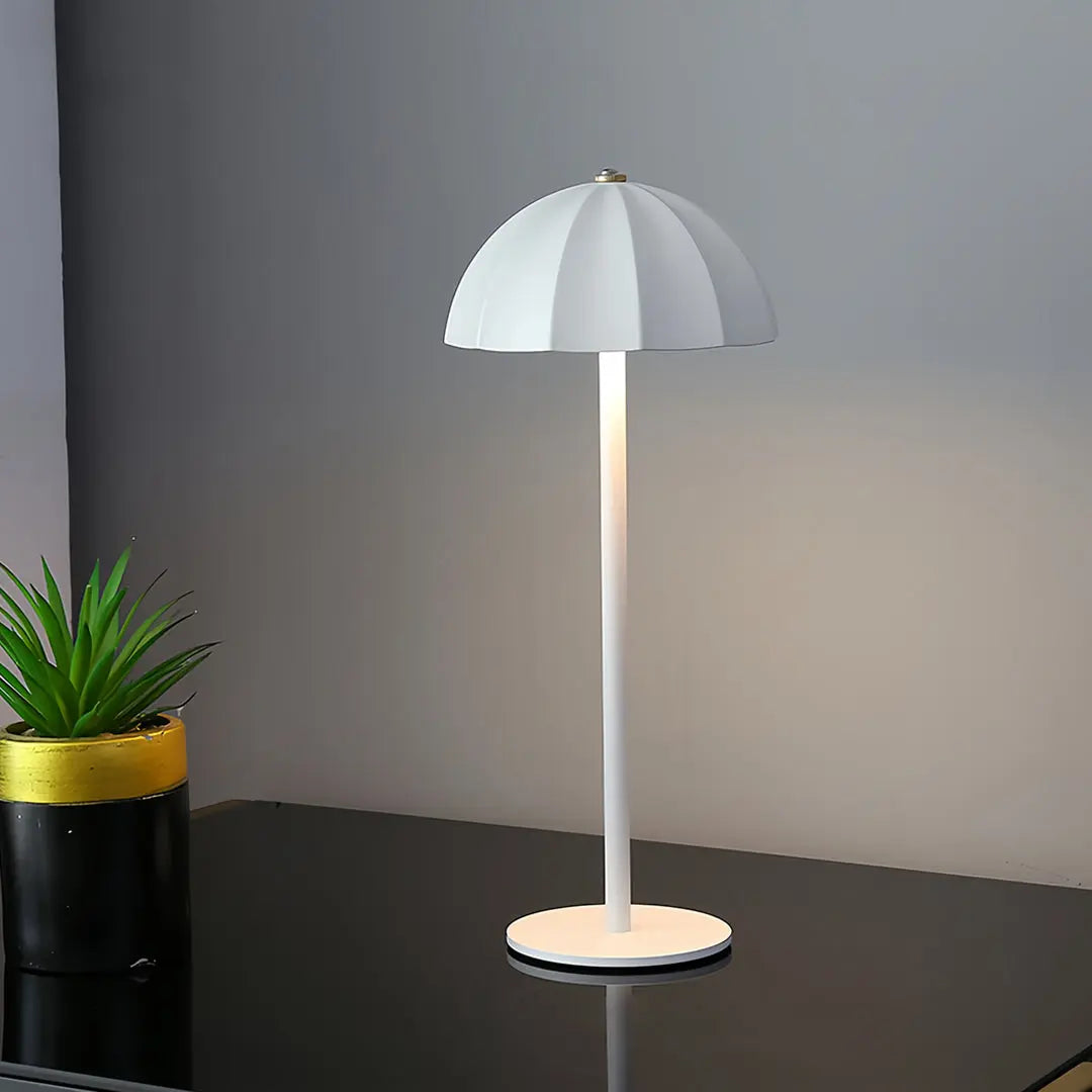 Minimalist Mushroom Iron Table Lamp - Cordless and Rechargeable Metal Design Luxe