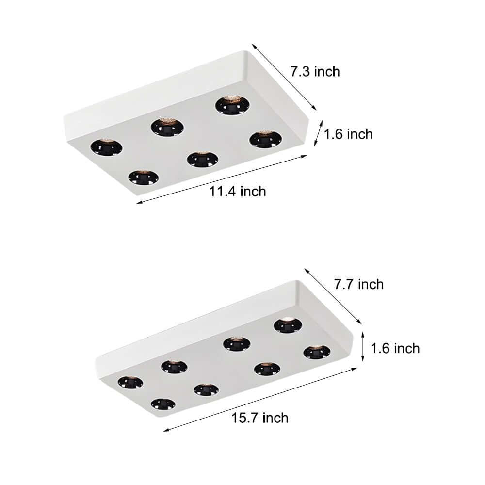 white led flush mount light with 68 peg rectangles