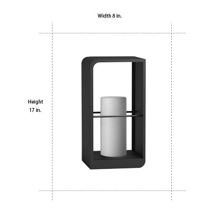 Modern Black Rectangular Frame Outdoor Lantern — Stainless Steel & PMMA, Solar / Hardwired, LED 3200K, IP54, 11", 17", or 29"
