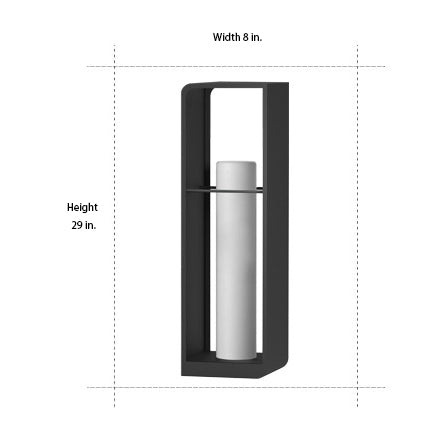 Modern Black Rectangular Frame Outdoor Lantern — Stainless Steel & PMMA, Solar / Hardwired, LED 3200K, IP54, 11", 17", or 29"