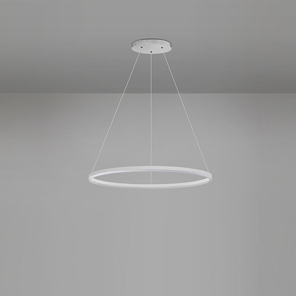 Modern Black LED Ring Chandelier — Aluminum, Acrylic Diffuser, Three-Color Dimmable, 16"/24"/31"