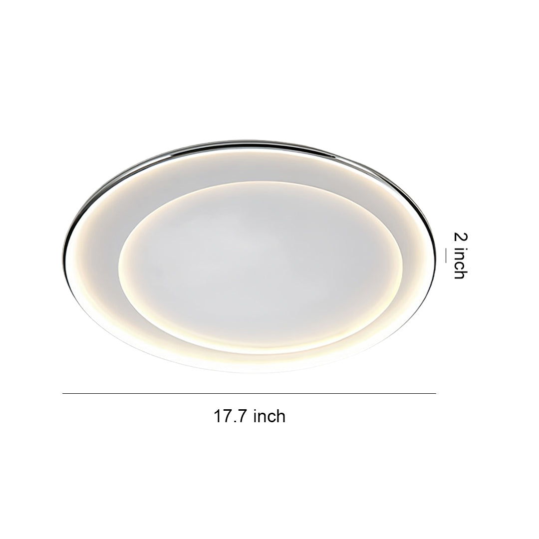 Modern Minimalist Round LED Flush-Mount Ceiling Light — Iron, Silicone Shade, 52W, Three-Step Dimming (3000K/4000K/6000K), 17.72"