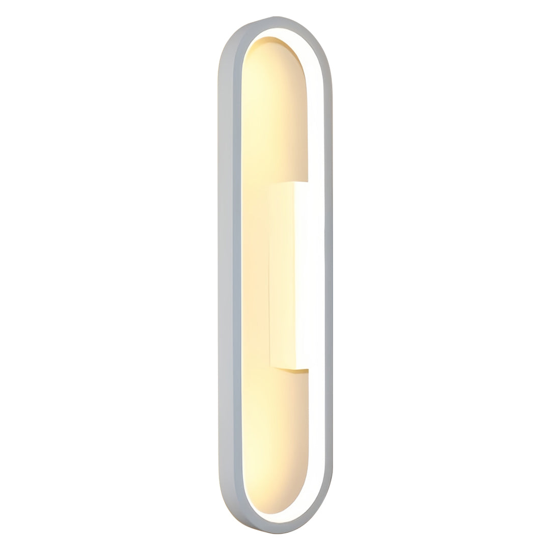 Minimalist Oval Ambient Wall Sconce — Aluminum, Silicone Shade, 19W LED 3000K, 15.75" Height