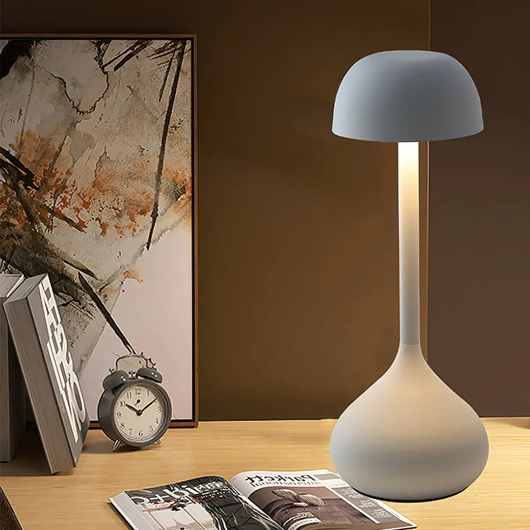 Minimalist Gourd-Shaped Rustic Metal Table Lamp - Rechargeable Design Luxe