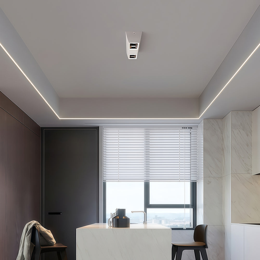 Square Surface-Mount Downlight — Aluminum & Acrylic, LED, 4/6/10-Head, 20W–40W, 3000K/4000K/6000K