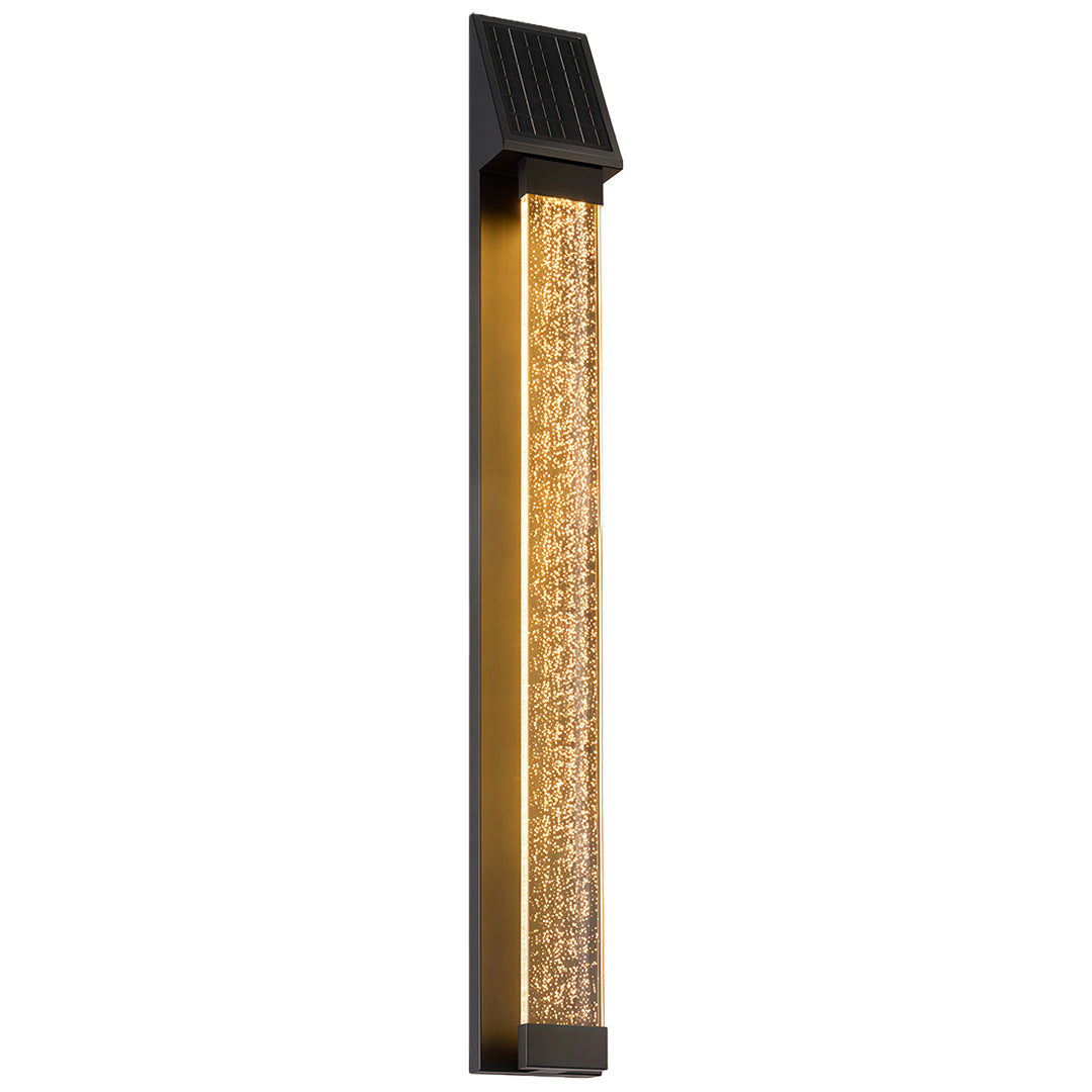 Minimalist Linear Solar Outdoor Wall Sconce — Black Stainless Steel, 5W LED, IP44, 2200mAh