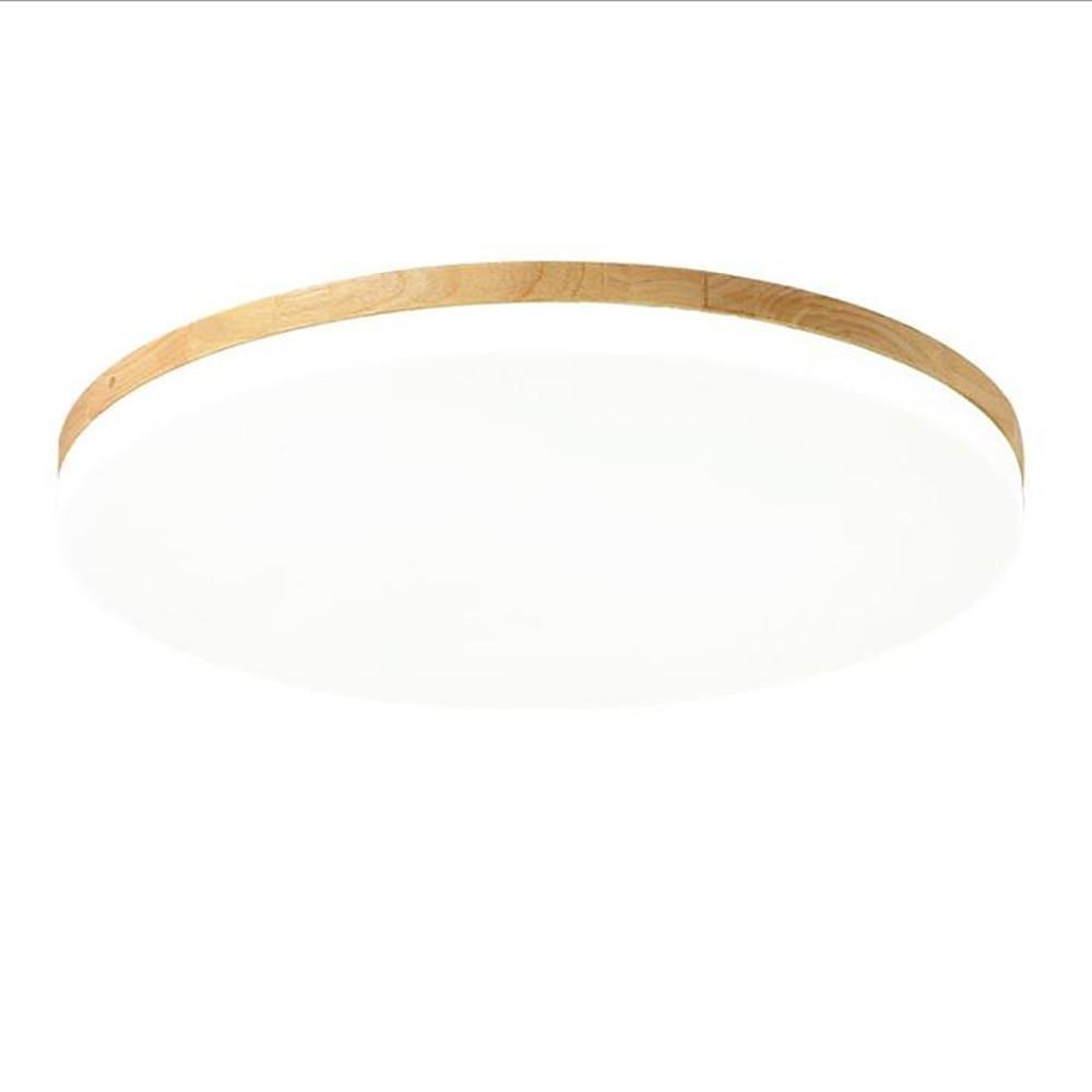 Circular Minimalist Flush-Mount Ceiling Light — Wood and Acrylic, LED, 3000K/6000K, Dimmable with Remote, 10"–19"