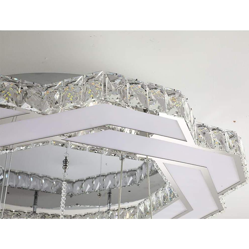 Concentric Crystal LED Flush Mount — Stainless Steel, Gold or Silver, 20"/24"/31", Vintage