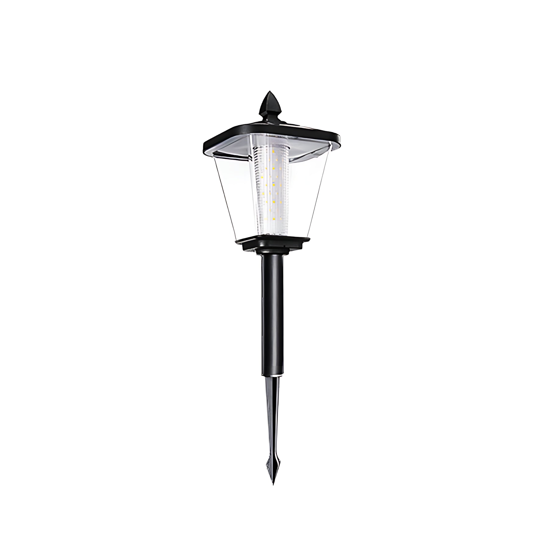 Pointed-Top Solar LED Path Light — Die-Cast Aluminum, Dual-Color 3000K/6000K, Adjustable Height, IP54, Stake or Base Mount