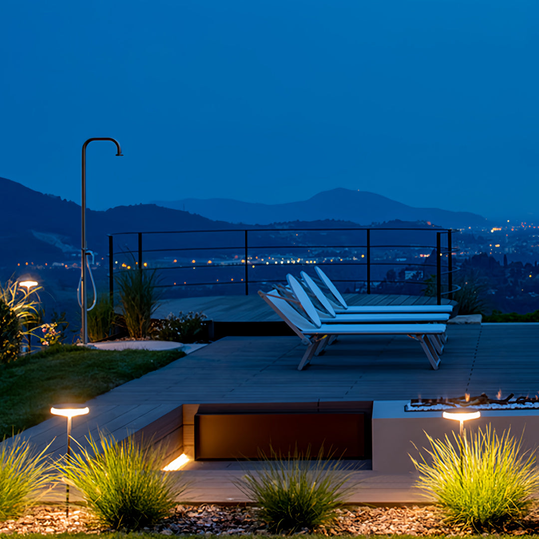 High-Pole Outdoor Path Light — Stainless Steel, Acrylic Shade, LED Warm White, IP65 Weatherproof