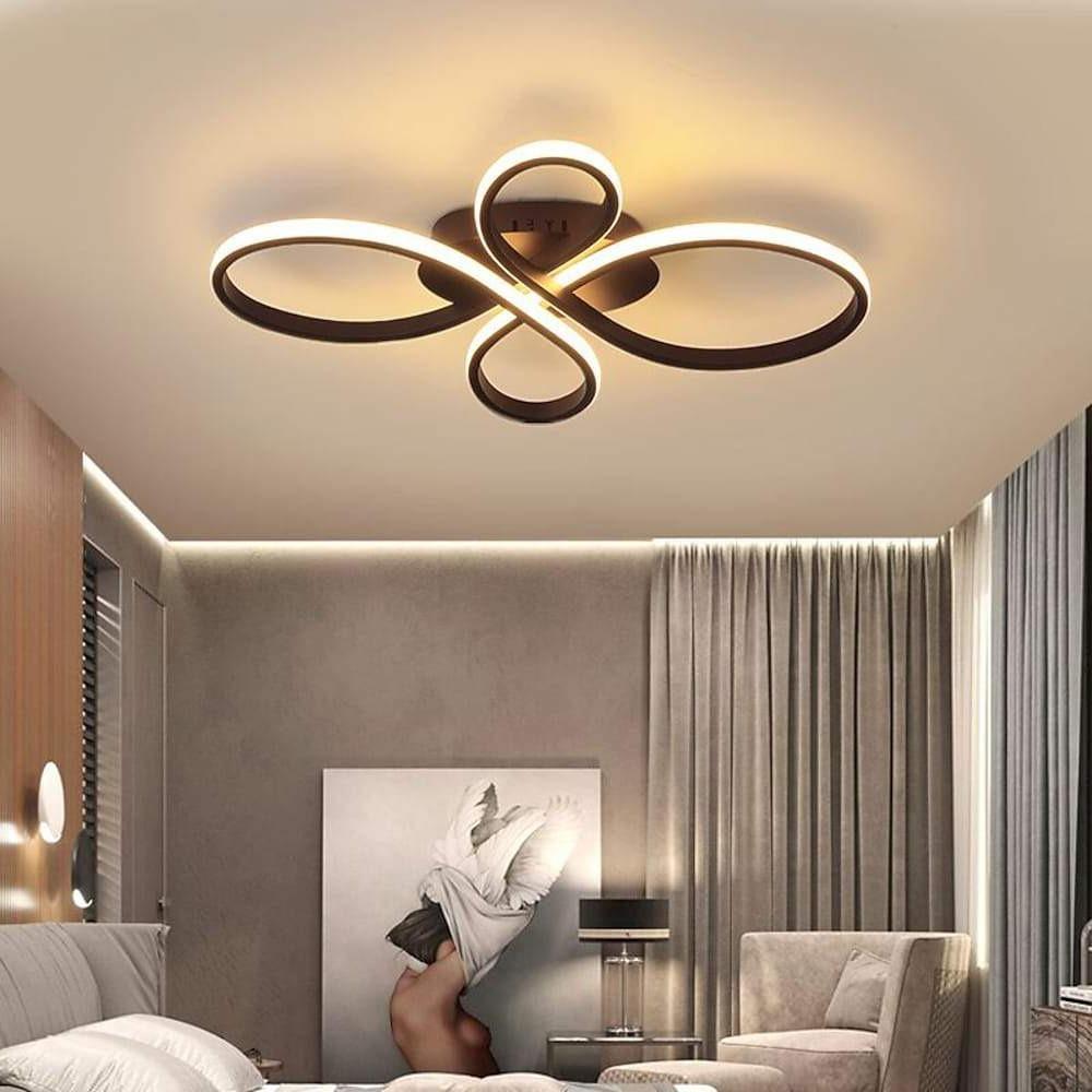 Intertwined Flower Flush-Mount LED Ceiling Light — Aluminum, 1-Light, 37W, Dimmable with Remote, 2800K–7000K, 24" Wide