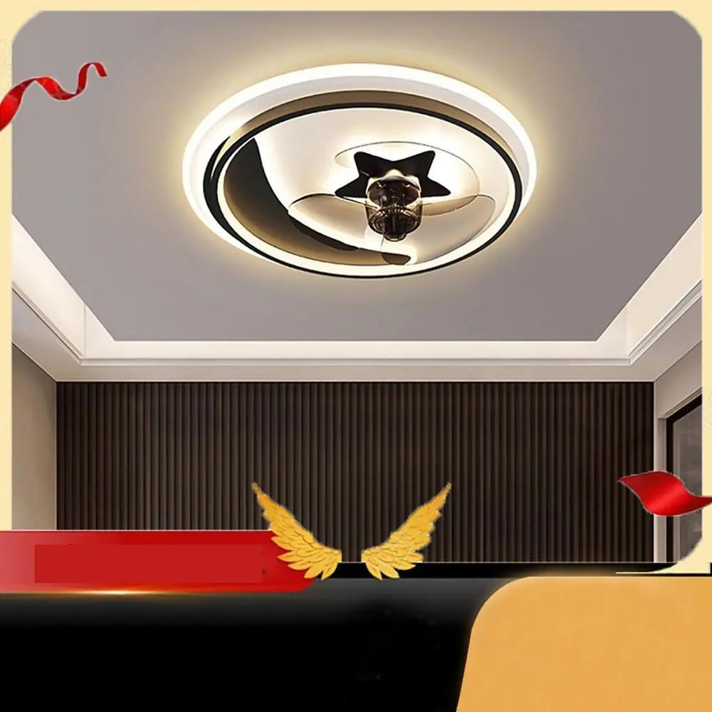 Modern Flush Mount Ceiling Fan with Lights - Multi-Circle Dimmable LED Design with Electroplated Finish Luxe