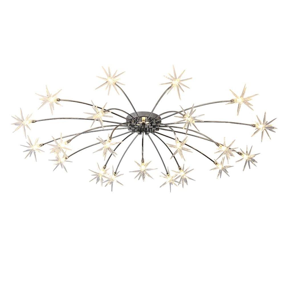 Galaxy-Inspired Firework Chandelier — Chrome Metal, 10-Light LED, 7" Height, 42" Diameter, G4 3W, Warm & Cool White
