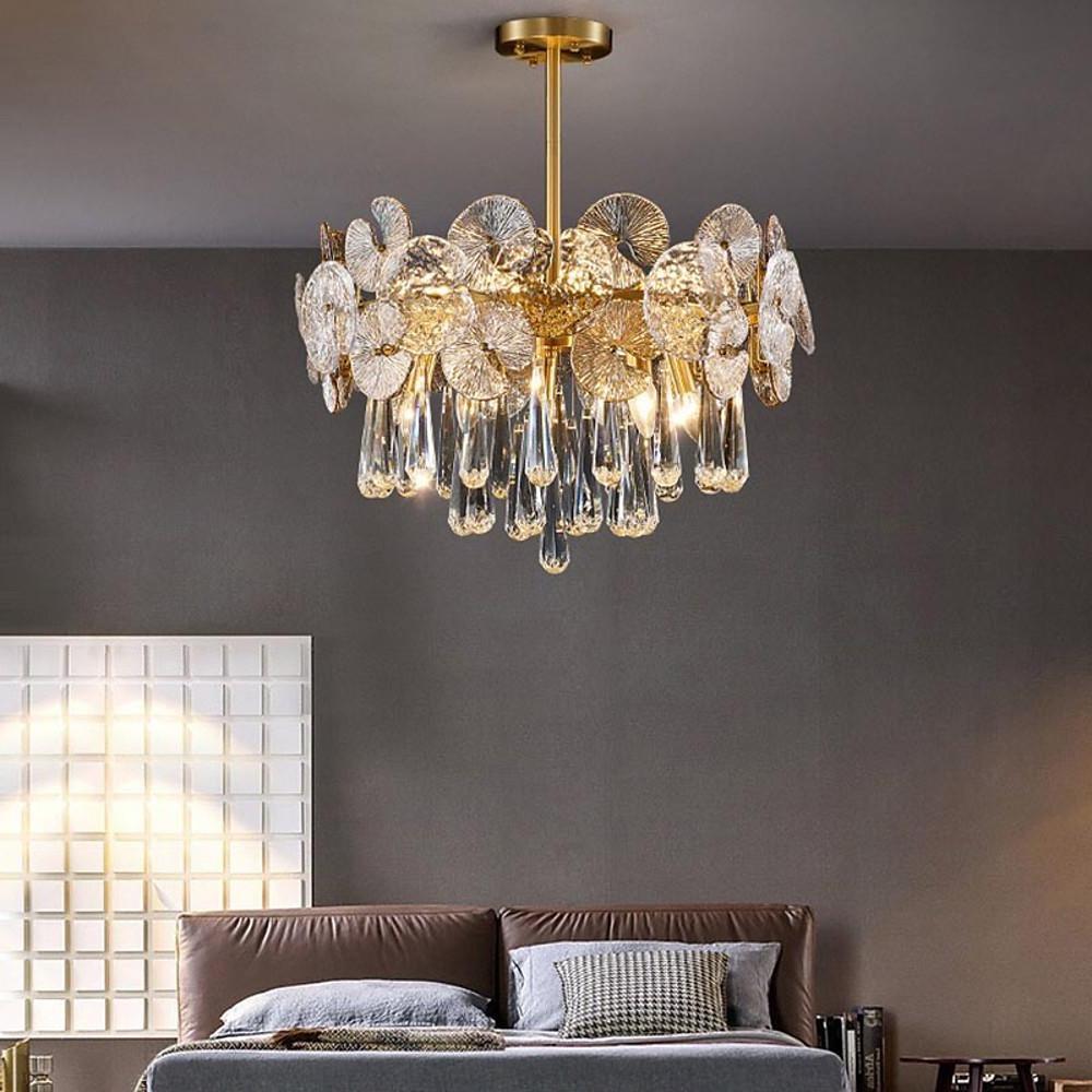 Crystal Candelabra Flush-Mount Chandelier — Metal, 10-Light, E12 LED, 3000–5400K