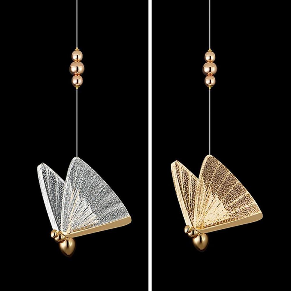 Coastal Butterfly-Shaped Mini Pendant — Metal and Acrylic, LED, 1- to 8-Light, 3000K / 6000K, 47" Adjustable Cord