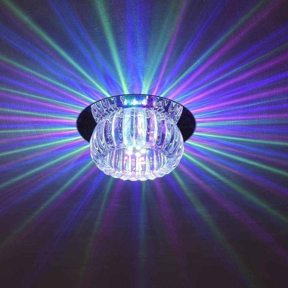 Geometric Crystal Flush-Mount Chandelier — Metal, LED, 7W, RGB + 3000K/6000K