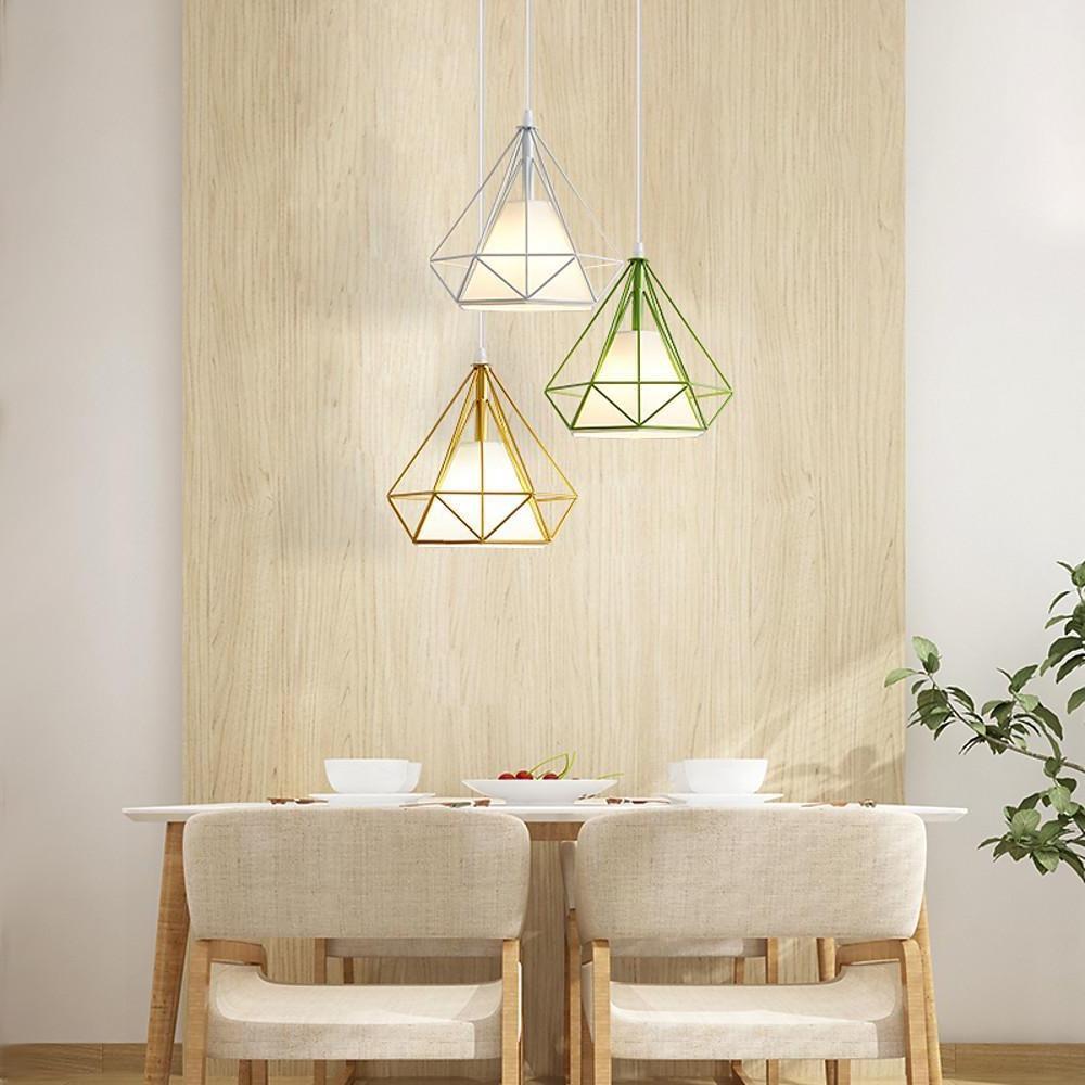 Geometric Metal Cage Mini Pendant — 10" Diameter, LED 9W, Adjustable Cord, Multi-Finish