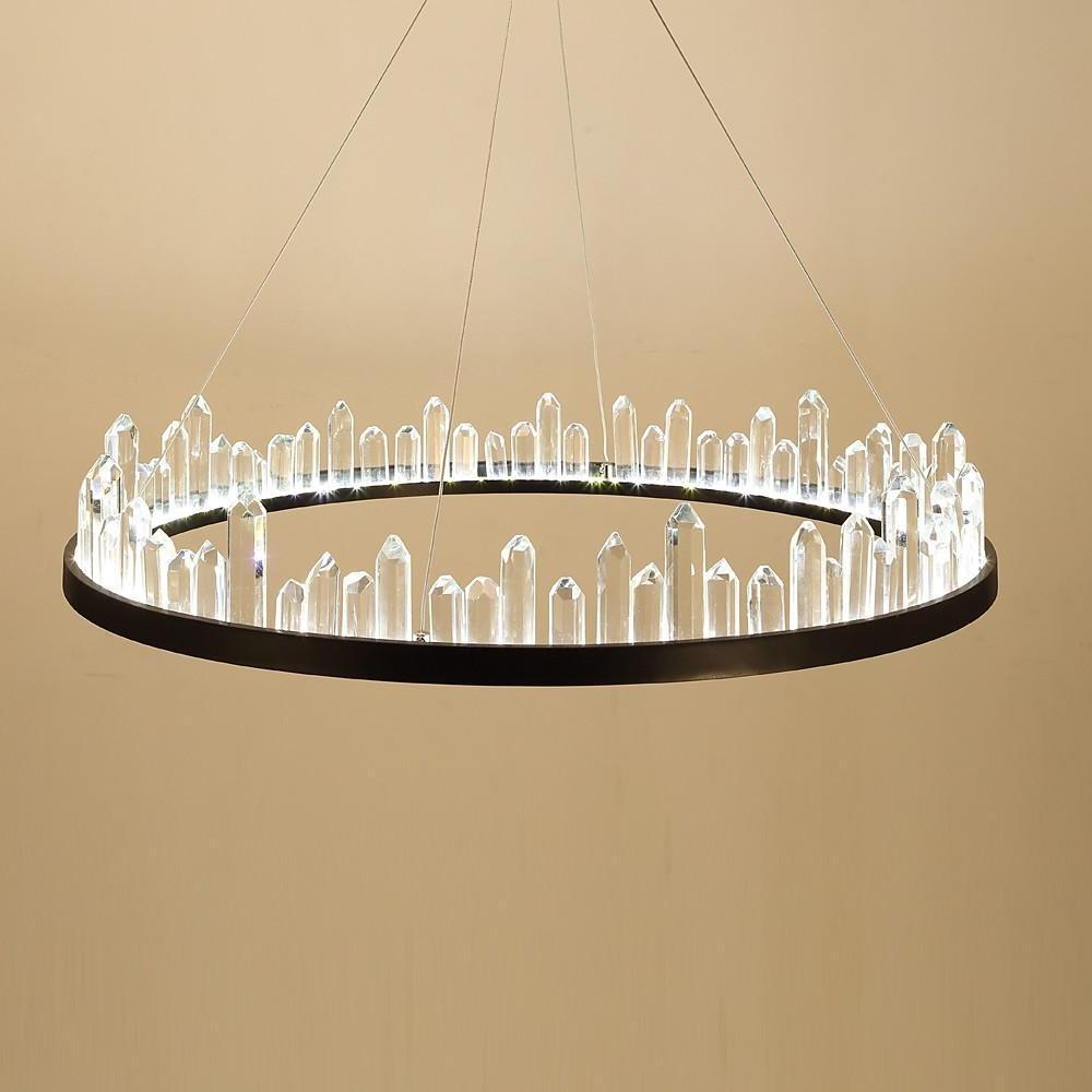 Circular Ring Crystal Chandelier — Metal, LED, 31" Diameter, Adjustable Height, 40W, 3000K / 6000K