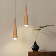 Wood Cone Mini Pendant — Copper, LED, Three-Step Dimming, Adjustable to 59.1"
