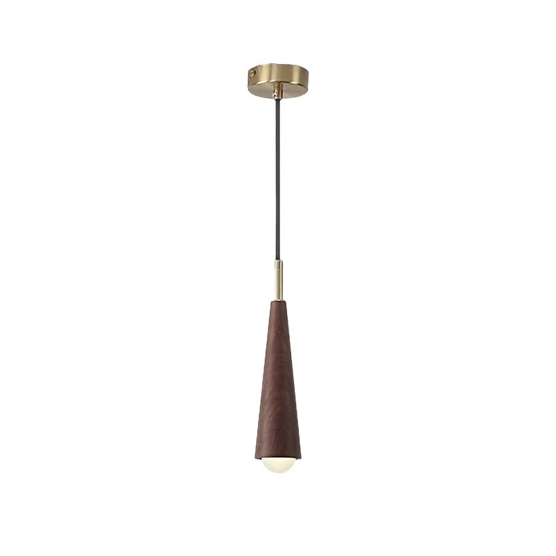Wood Cone Mini Pendant — Copper, LED, Three-Step Dimming, Adjustable to 59.1"