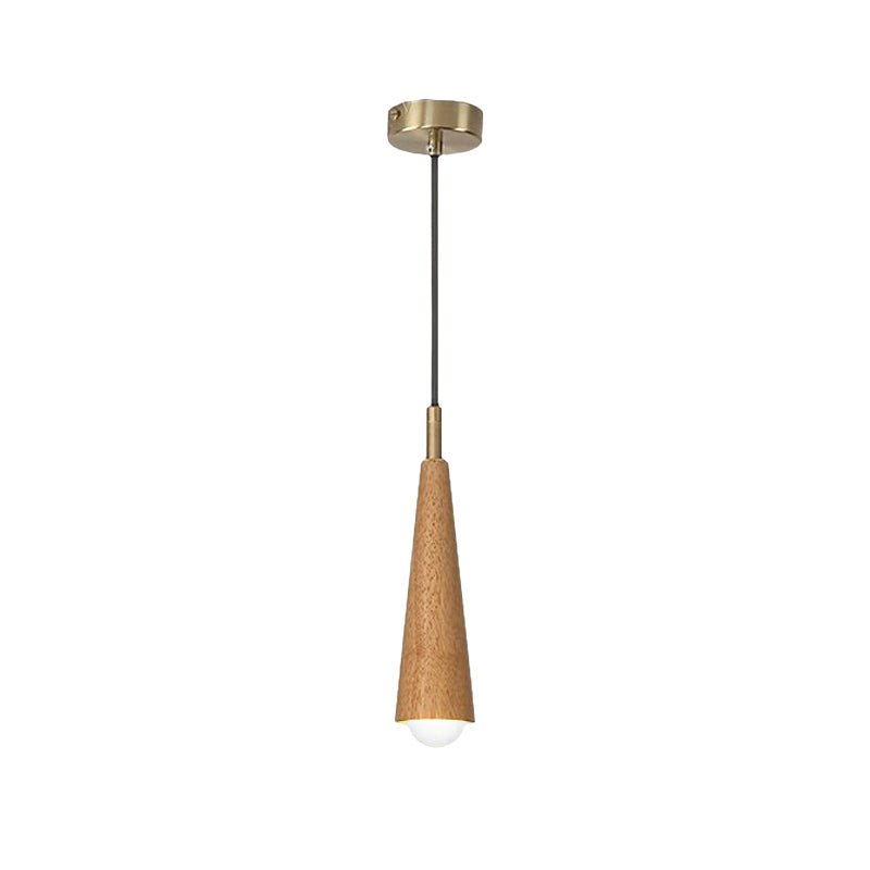 Wood Cone Mini Pendant — Copper, LED, Three-Step Dimming, Adjustable to 59.1"