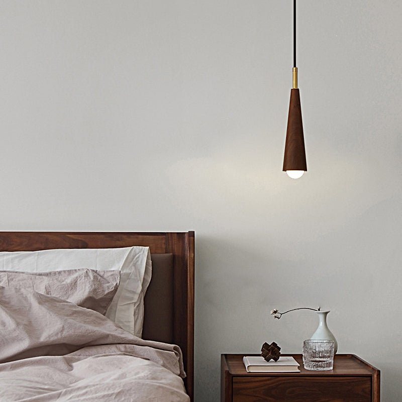 Wood Cone Mini Pendant — Copper, LED, Three-Step Dimming, Adjustable to 59.1"