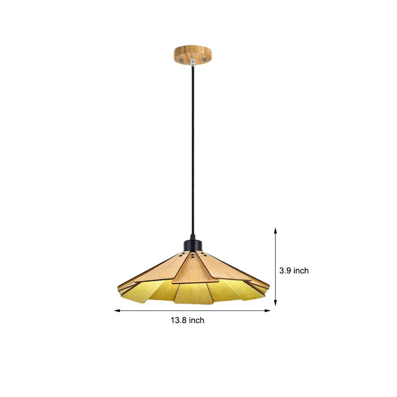 Wabi-Sabi Pendant Chandelier — Basswood, E27, Warm White 3000K, 13.8" Diameter, Dining Room