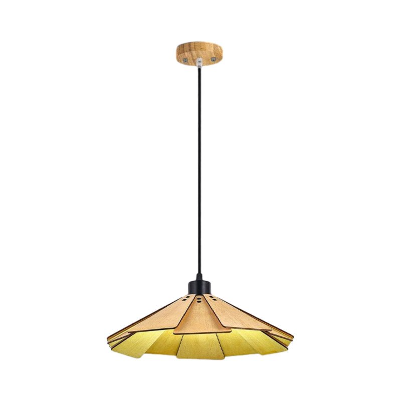 Wabi-Sabi Pendant Chandelier — Basswood, E27, Warm White 3000K, 13.8" Diameter, Dining Room