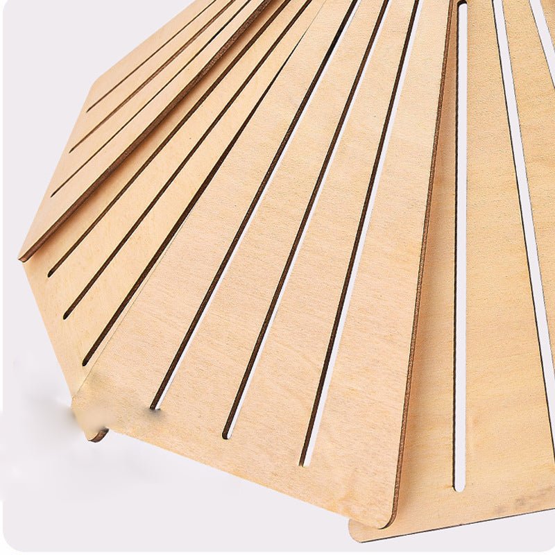 Wabi-Sabi Pendant Chandelier — Basswood, E27, Warm White 3000K, 13.8" Diameter, Dining Room