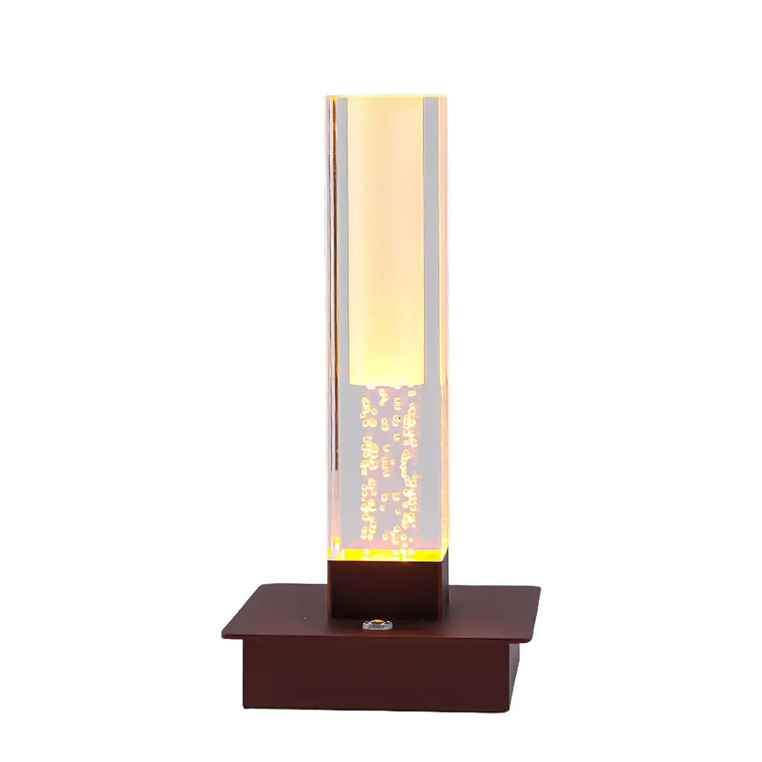 Modern Cordless Square Table Lamp with Dimmable LED - Bubble Design for Nightstands Luxe