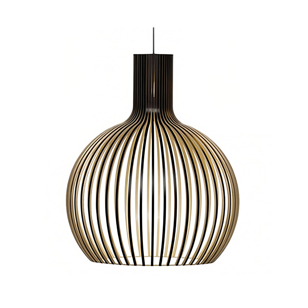Birdcage Pendant Light — Handcrafted Birch Wood, 12W LED E27, 3-Step Dimming, Adjustable Chain, 3 Sizes
