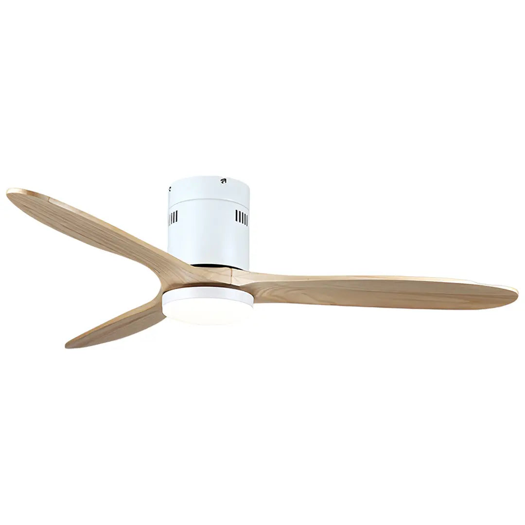 Flush Mount Wooden Ceiling Fan with Light and Quiet DC Motor Fandelier Luxe