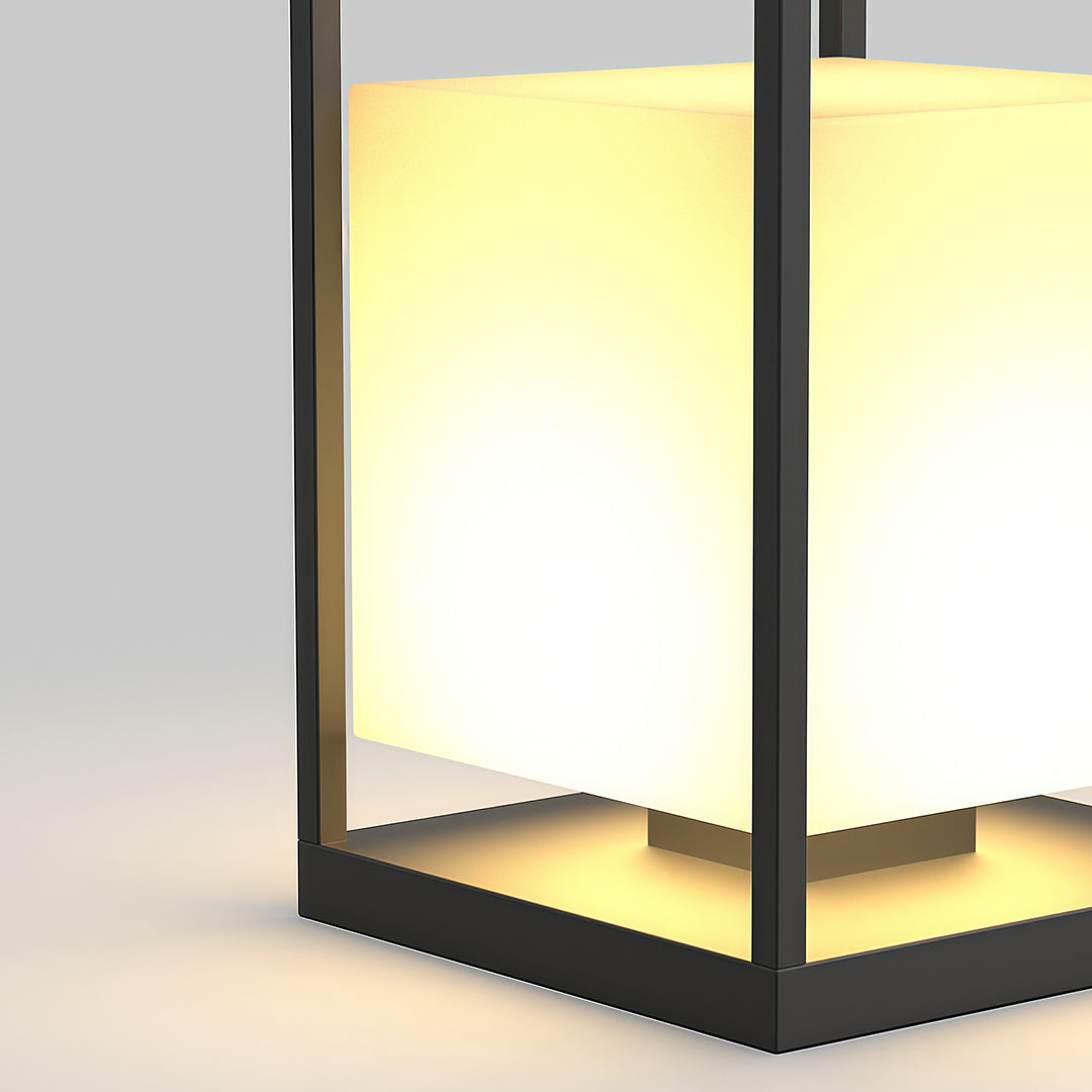 Contemporary Outdoor Lantern — Black Stainless Steel & Acrylic, LED, IP65, Solar or Plug-in, 2200mAh, Dusk-to-Dawn