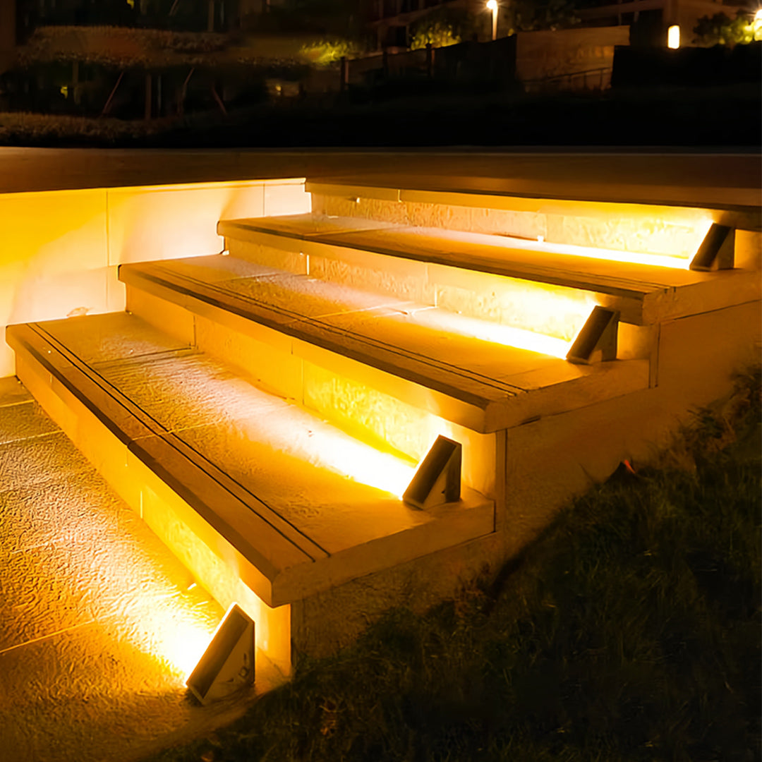 RGB Solar Step & Deck Lights, 4-Pack — ABS/PC, LED, IP65 Weatherproof, Warm White + 7-Color Mode, Auto Dusk-On