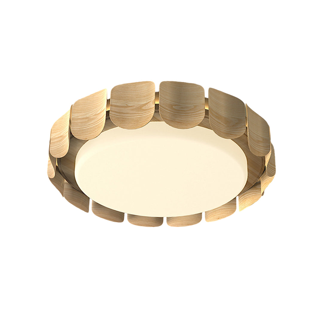 Full-Spectrum Eye-Care LED Flush Mount — Wood Grain & Iron, 39W, 3-Step Dimming (3000K/4000K/6000K), High-CRI 97, 19.69"