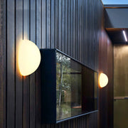 Semi-Spherical Outdoor Wall Sconce — White Metal, Frosted or Glossy Glass, 12W LED, IP65 Weatherproof