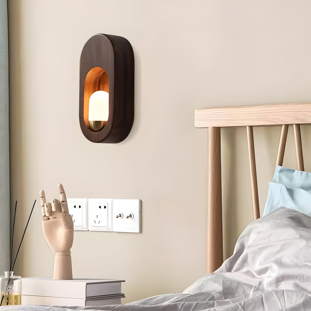 woodwalnut 1 light oval wall sconce