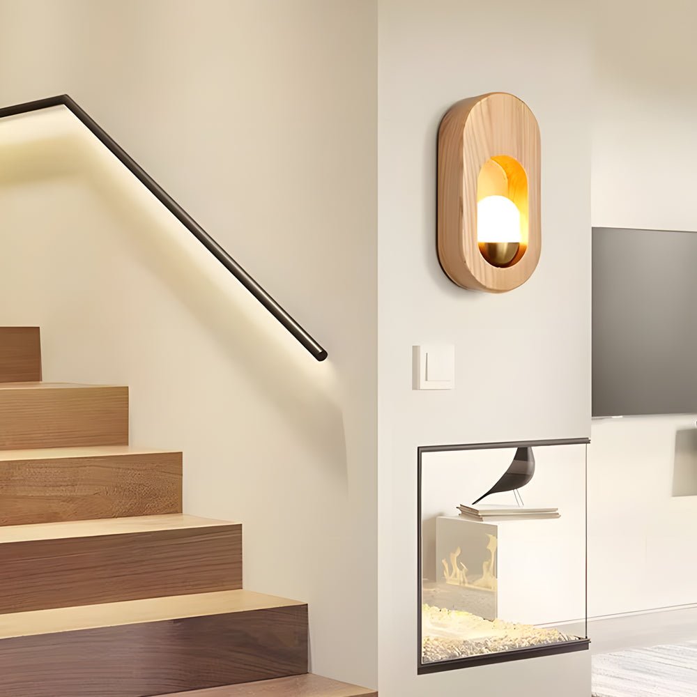 woodwalnut 1 light oval wall sconce