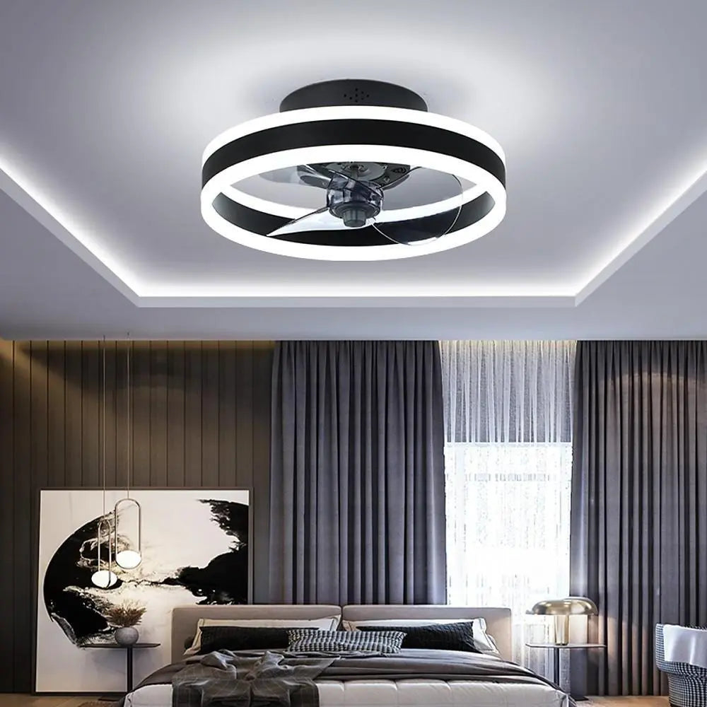 16-Inch Modern LED Ceiling Fan Light Chandelier - Dimmable Flush Mount Design Luxe